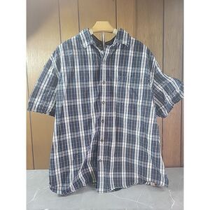 Carhartt Shirt Mens 2XL Relaxed Fit Blue Plaid‎ 100% Cotton Short Sleeve Work